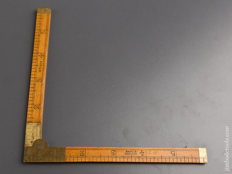 Adorable! Six inch RABONE No. 1519 Boxwood & Brass Folding Tailor's Square - 84821U