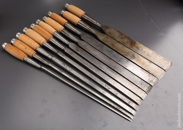 SPECTACULAR Set of Ten D.R. BARTON Millwright's Heavy Framing Chisels circa 1832 WOW! - 84902