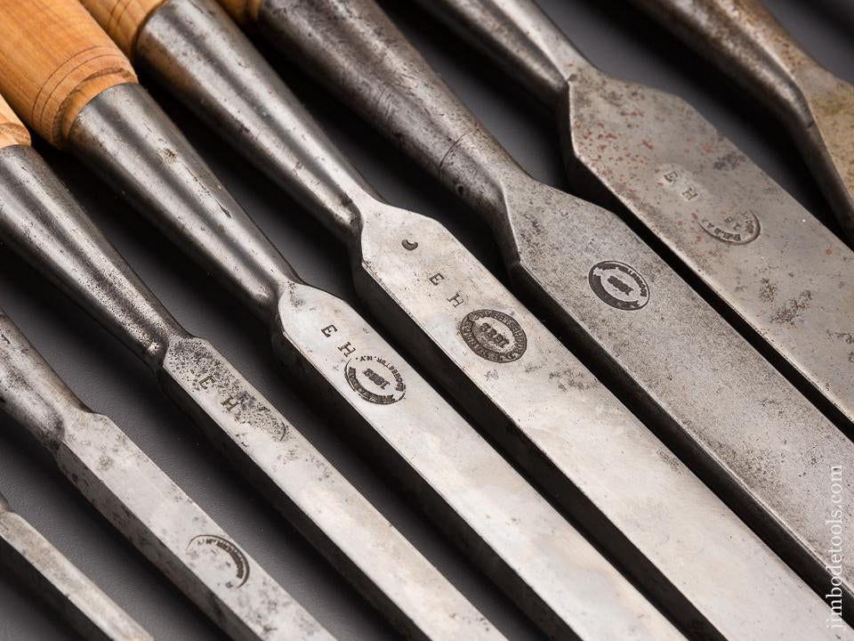 SPECTACULAR Set of Ten D.R. BARTON Millwright's Heavy Framing Chisels circa 1832 WOW! - 84902