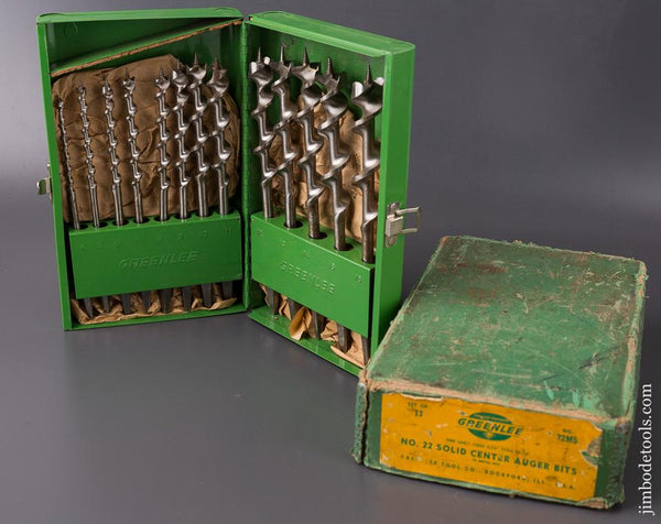 GREENLEE No. 22 Solid Center Auger Bits MINT in Original Box & Case - 84919