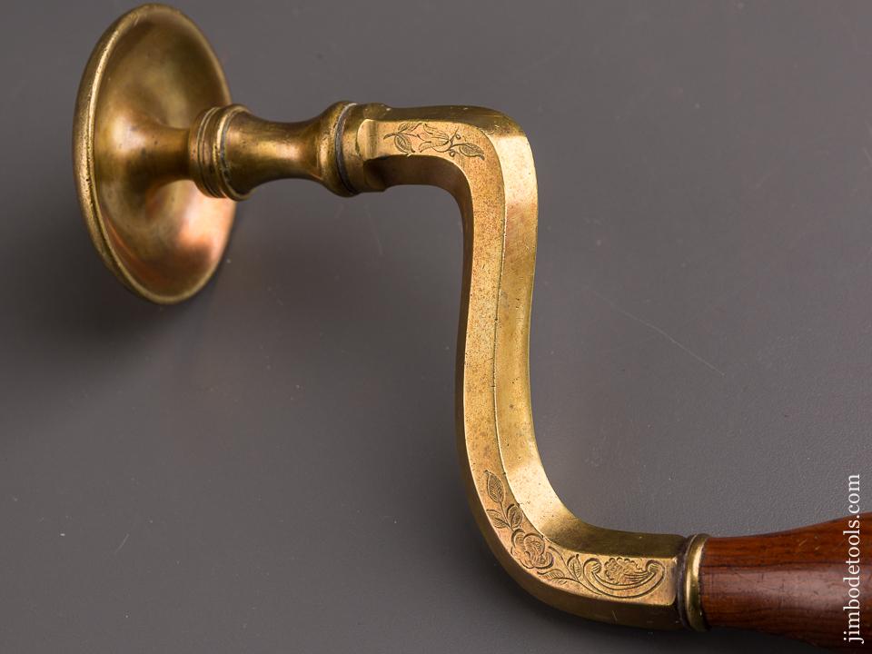 Sensational" HORTON SHEFFIELD" "NOVETH 1850" Brass and Rosewood Engraved Bit Brace - 96092