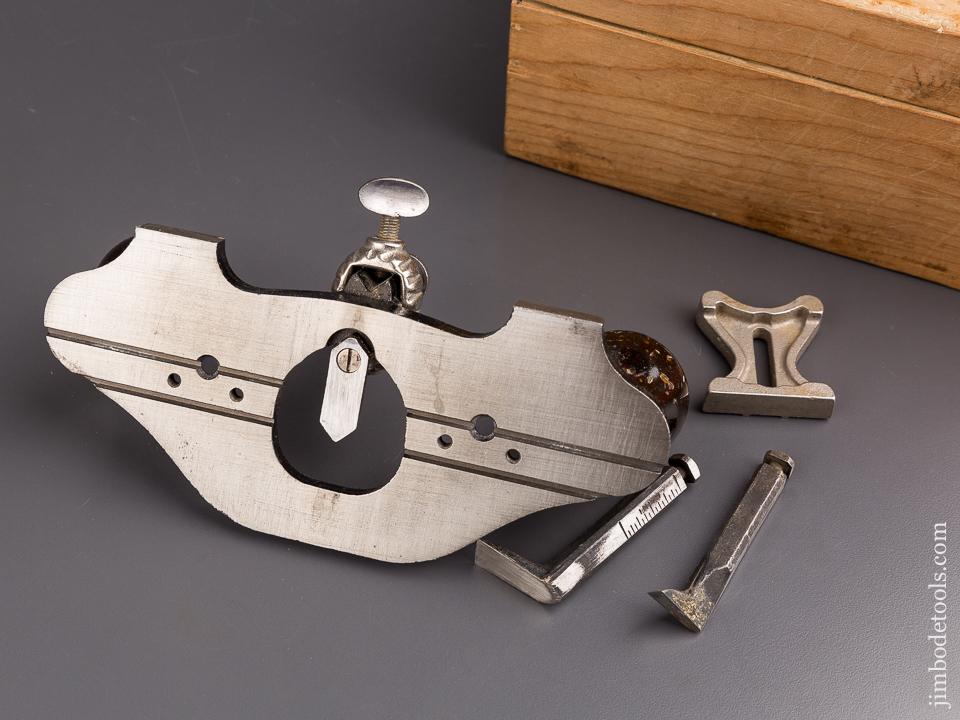 RARE! Japanned STANLEY No. 71 1/2 Router Plane with Rosewood Knobs in Custom Box - 84952