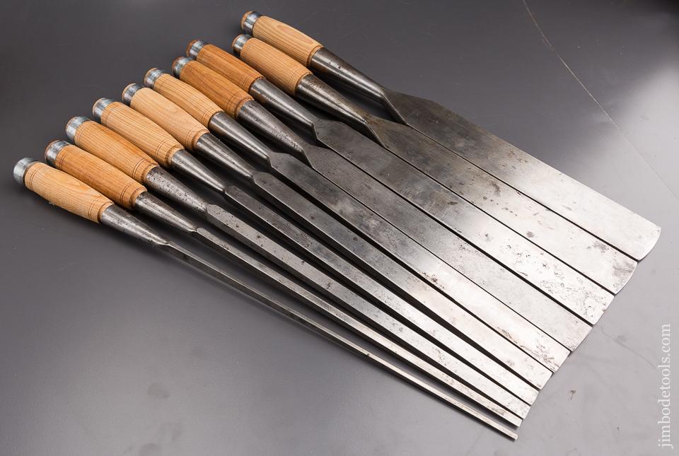 SPECTACULAR Set of Ten D.R. BARTON Millwright's Heavy Framing Chisels circa 1832 WOW! - 84902