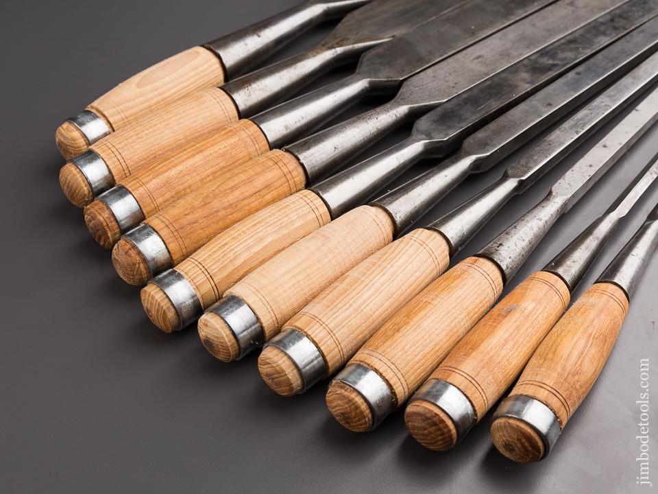 SPECTACULAR Set of Ten D.R. BARTON Millwright's Heavy Framing Chisels circa 1832 WOW! - 84902