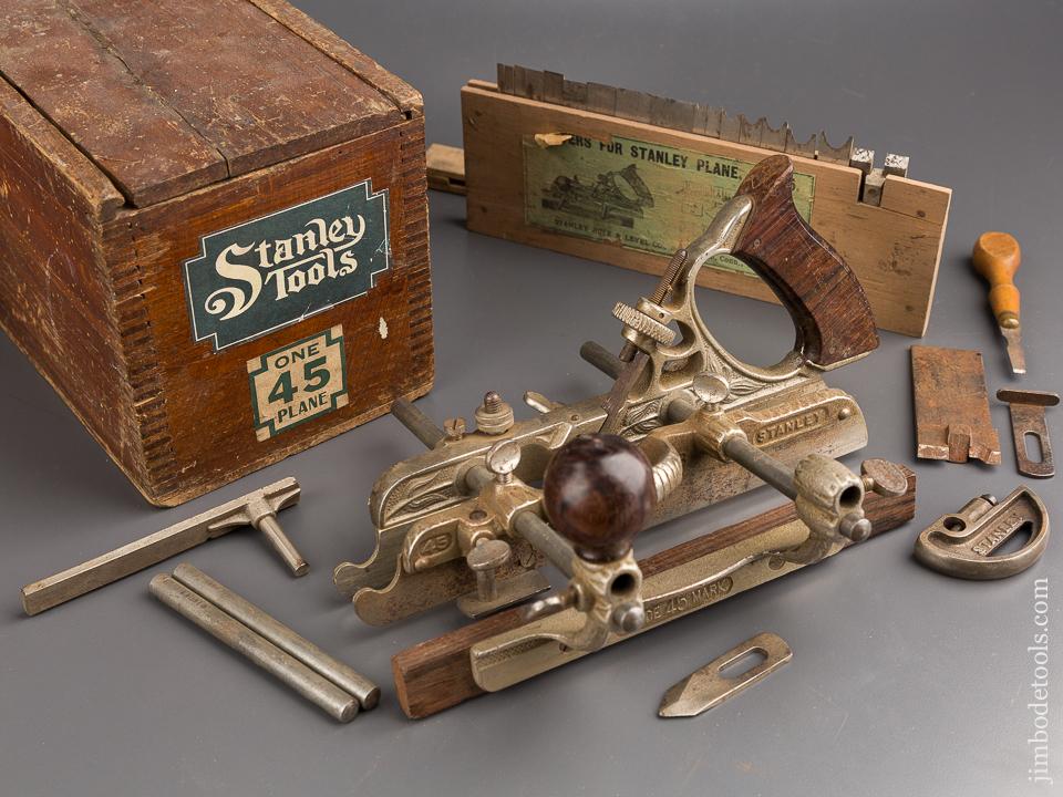 STANLEY No. 45 Combination Plane 100% COMPLETE Type 8 circa 1907-08 in Original Box - 84961