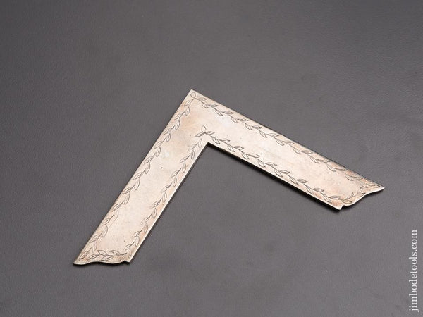 Lovely Four inch Engraved Silver Plated Masonic Type Square - 84981