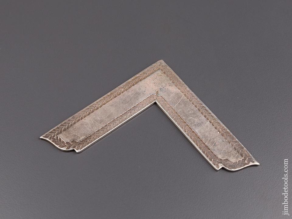 Lovely Four inch Engraved Silver Plated Masonic Type Square - 84985U