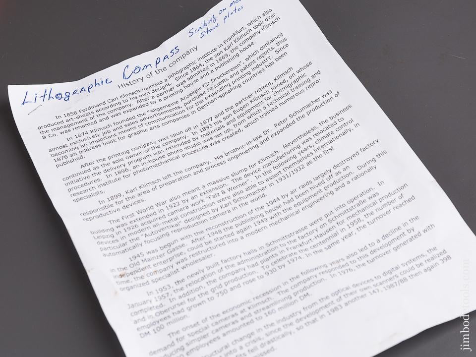 Massive! Twelve inch KLIMSCH Lithographic Compass - 84998