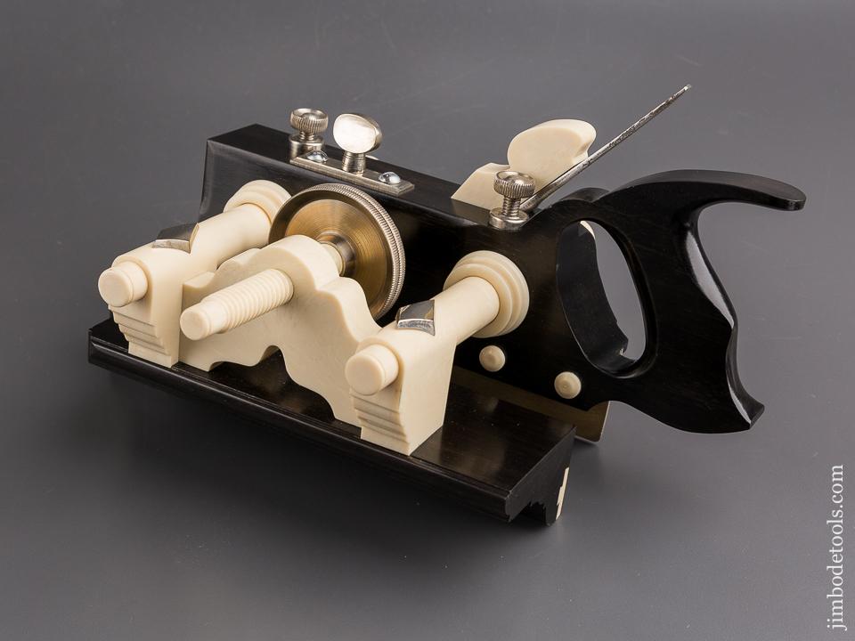 Spectacular! Ebony & Faux Ivory SANDUSKY Center Wheel Plow Plane by JIM LEAMY - 85032R