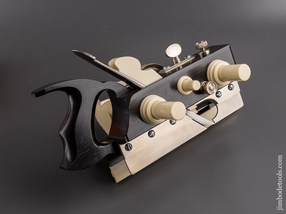 Spectacular! Ebony & Faux Ivory SANDUSKY Center Wheel Plow Plane by JIM LEAMY - 85032R