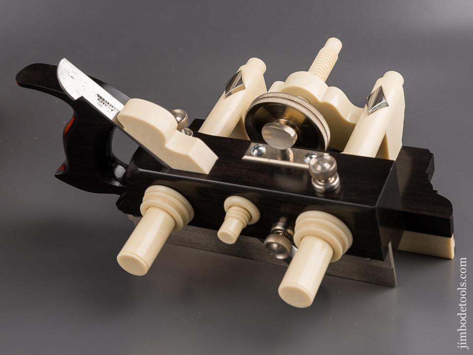 Spectacular! Ebony & Faux Ivory SANDUSKY Center Wheel Plow Plane by JIM LEAMY - 85032R