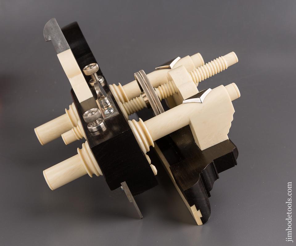 Spectacular! Ebony & Faux Ivory SANDUSKY Center Wheel Plow Plane by JIM LEAMY - 85032R