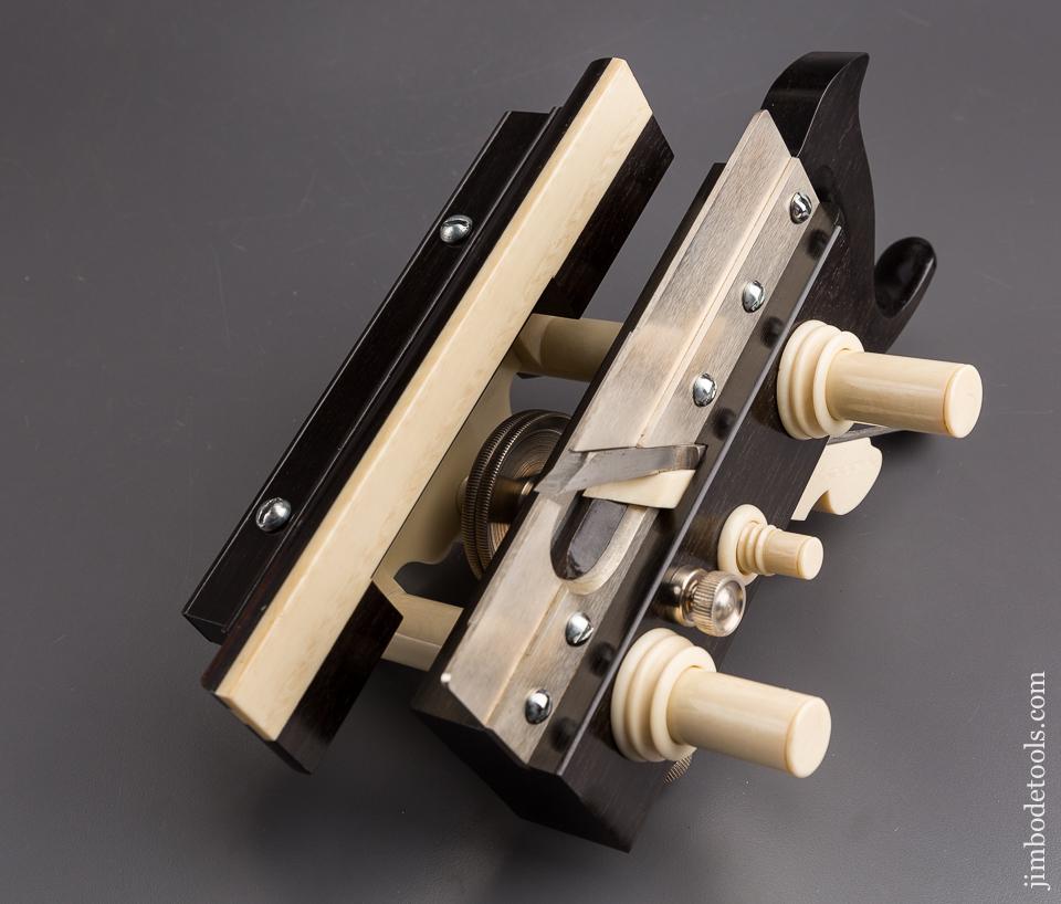 Spectacular! Ebony & Faux Ivory SANDUSKY Center Wheel Plow Plane by JIM LEAMY - 85032R