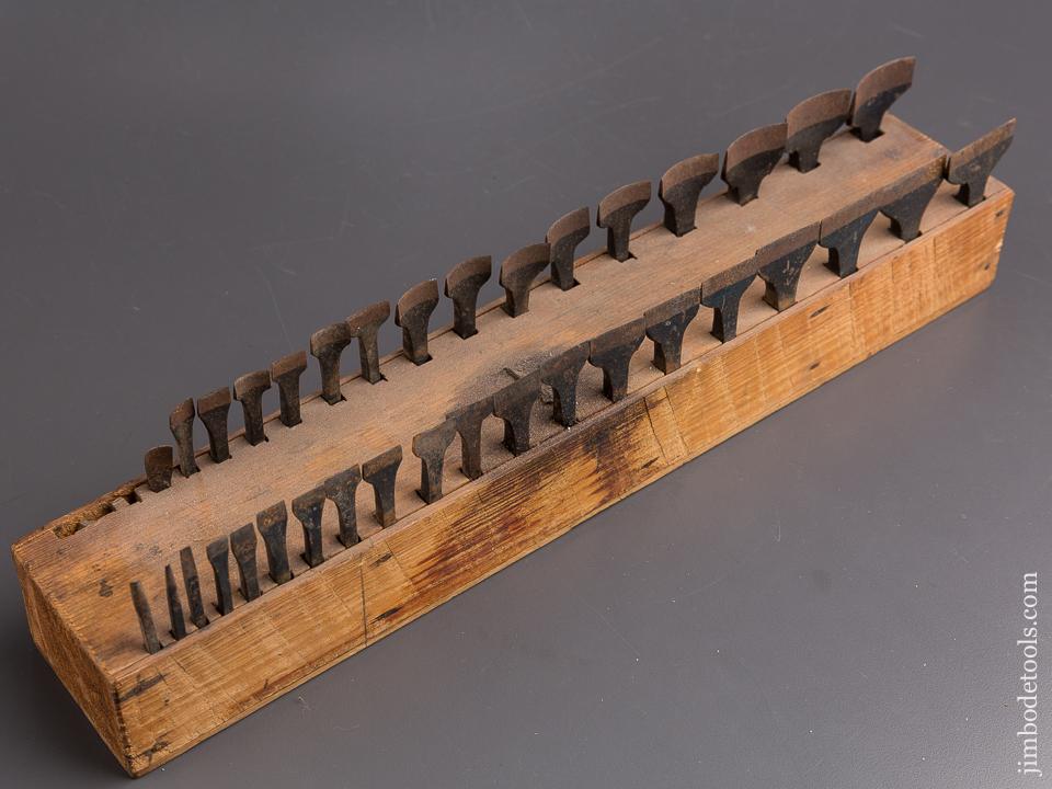 Fantastic Set of 36 Mostly UNUSED Leather Button Hole Chisels in Stand ...