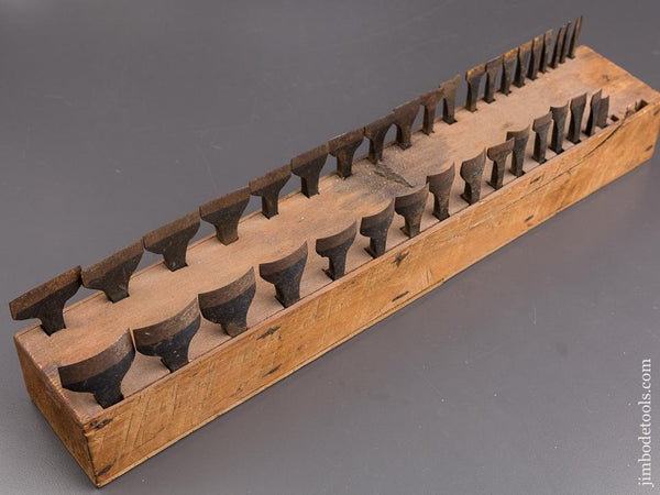 Fantastic Set of 36 Mostly UNUSED Leather Button Hole Chisels in Stand ...