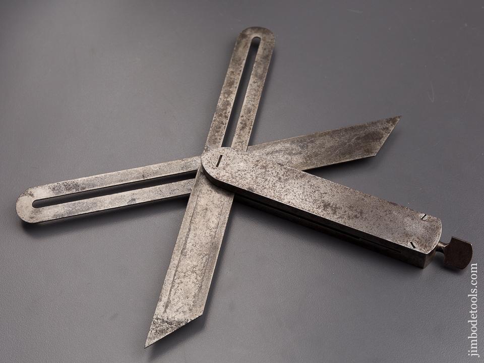 Super Rare! ROBINSON Patent June 14, 1870 ST. JOHNSBURY Bevel with Double Blades and Locking Mechanism - EXCELSIOR 85173