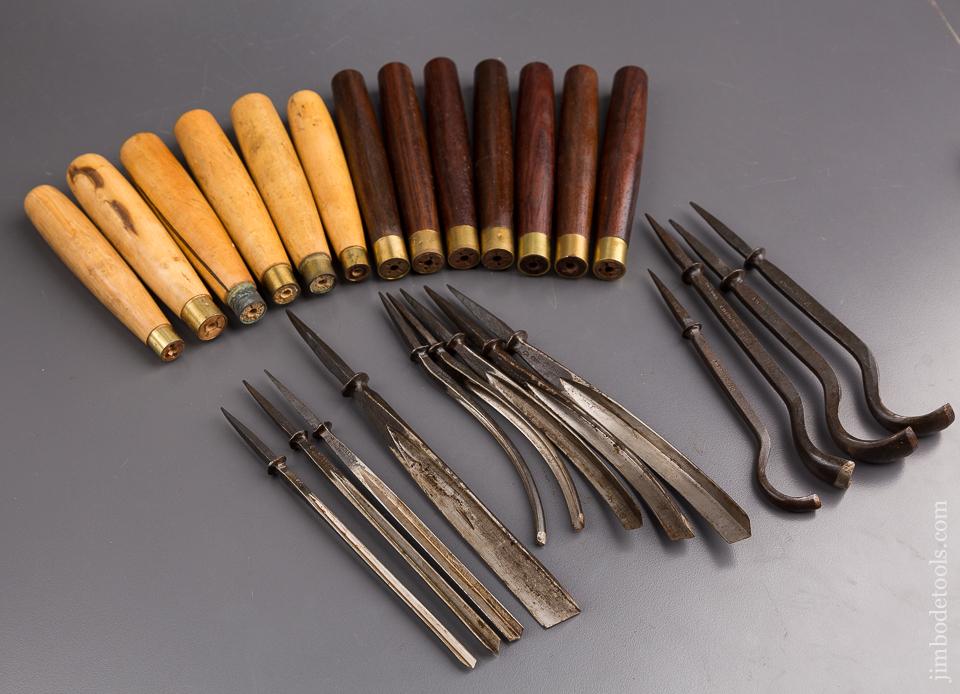 Set of 13 ADDIS Carving Gouges with Boxwood & Rosewood Handles NEW OLD STOCK - 85209