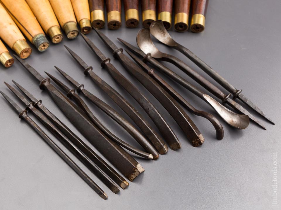 Set of 13 ADDIS Carving Gouges with Boxwood & Rosewood Handles NEW OLD STOCK - 85209