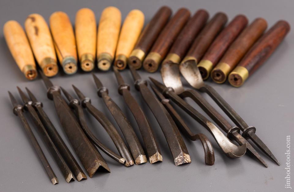 Set of 13 ADDIS Carving Gouges with Boxwood & Rosewood Handles NEW OLD STOCK - 85209