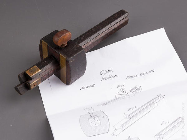 8 1/4 inch SHOLL Patent March 8, 1864 Four Stem Marking Gauge EXTRA FINE - 85212