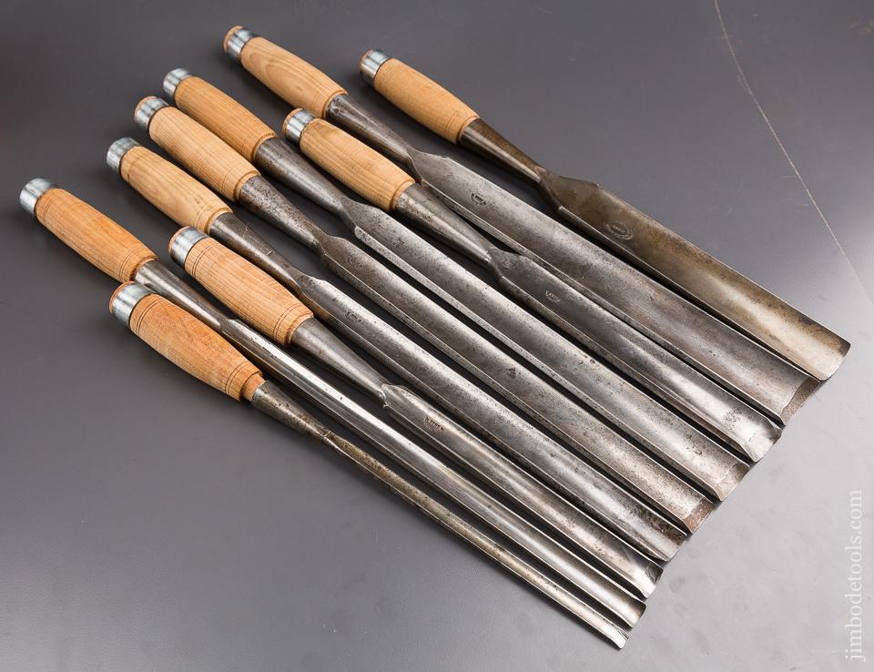 AMAZING Set of Nine Heavy Millwright's Framing Gouges by D.R. BARTON - 85247