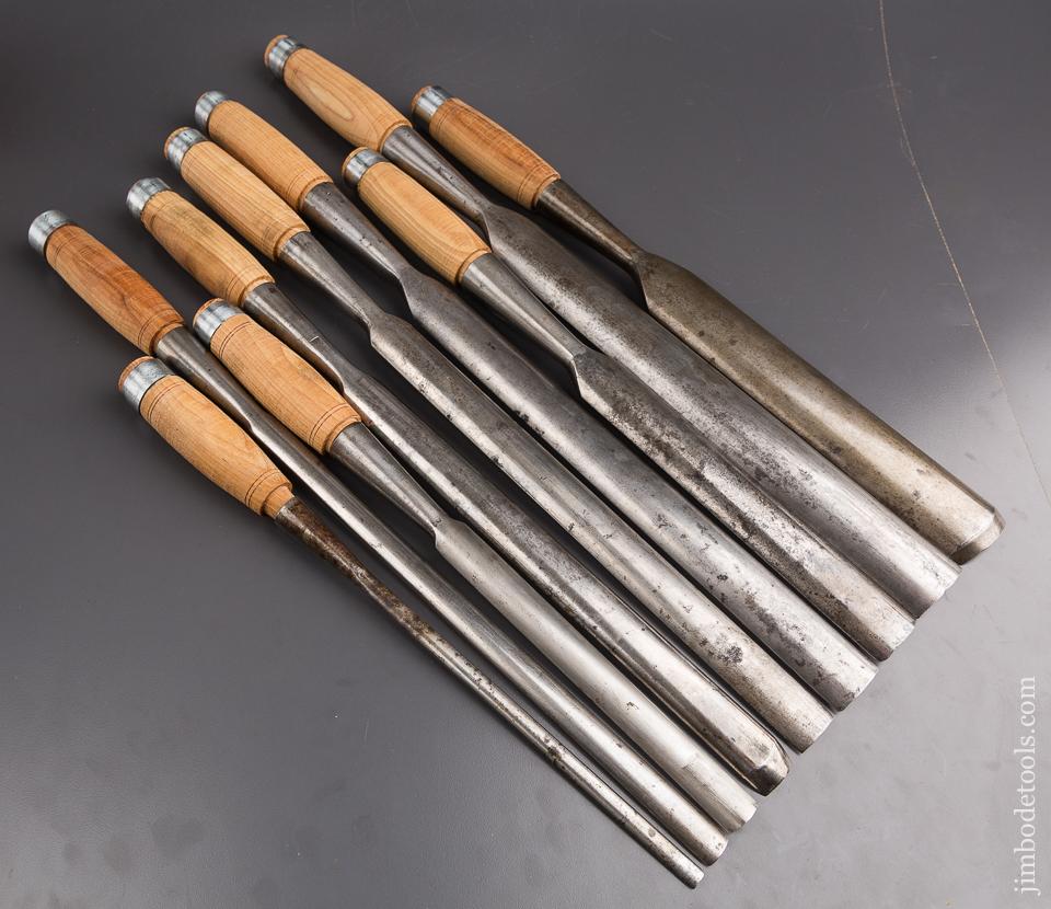 AMAZING Set of Nine Heavy Millwright's Framing Gouges by D.R. BARTON - 85247