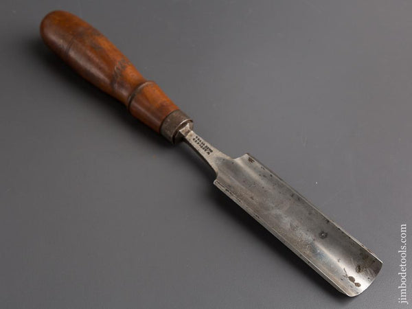 Extra Fine! 1 1/4 x 12 1/2 inch W. BUTCHER Apple Handled Tang Gouge - 85266