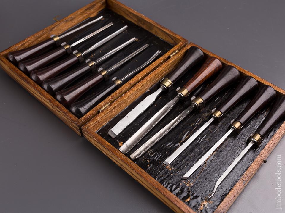 Set of Twelve MILLERS FALLS Rosewood Handled Gouges EXTRA FINE in Original Wooden Box - 85288