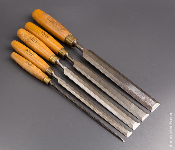Great Set of Five MARPLES Boxwood Handled Paring Chisels - 85315