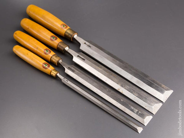 Four MINT Boxwood Handled MARPLES Paring Chisels with Decals - 85321U