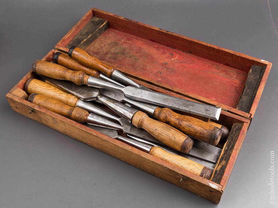 Awesome COMPLETE Set of Twelve T.H. WITHERBY Bevel Edge Socket Firmer Chisels in ORIGINAL Box! - 85461