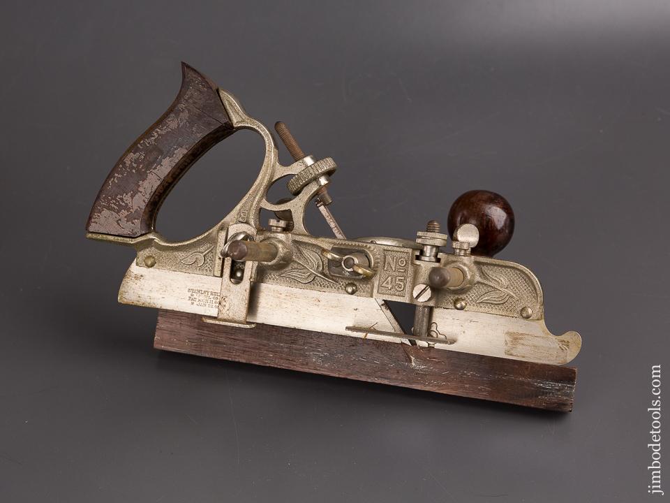 STANLEY NO. 45 Combination Plane 100% COMPLETE Type 8 Circa 1907-08 in Original Box FLORAL Casting - 85489