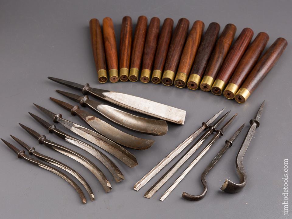 NEW OLD STOCK Set of 13 ADDIS Carving Gouges with New Rosewood Handles - 85495