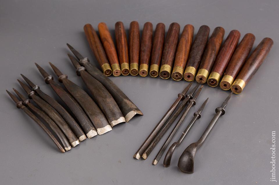 NEW OLD STOCK Set of 13 ADDIS Carving Gouges with New Rosewood Handles ...