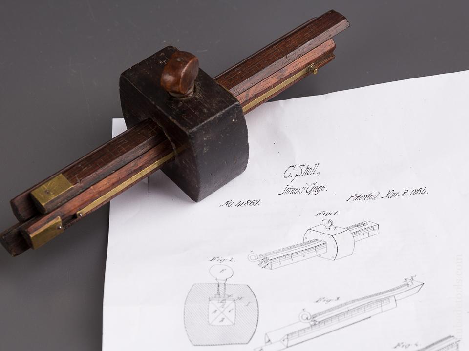 SHOLL Patent March 8, 1864 Rosewood Four Beam Marking Gauge - 85650