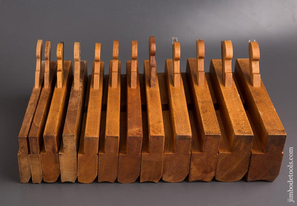 Extra Fine! Partial Set of Twelve Hollows & Rounds Molding Planes by J. DENISON Saybrook. CT circa 1840-76 FINE - 85656