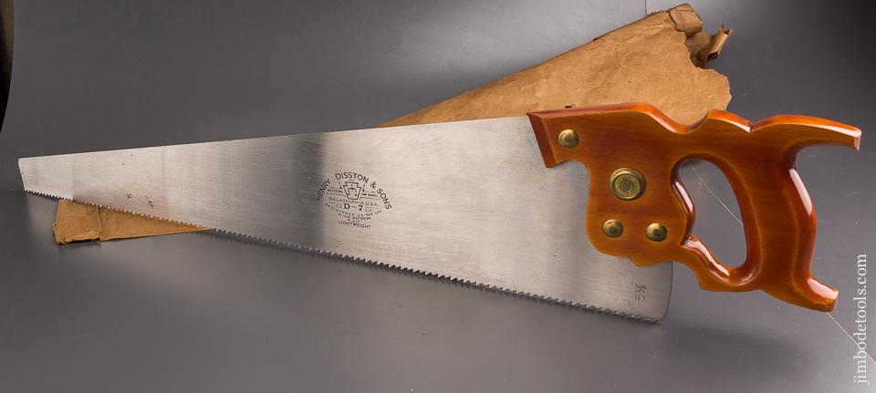 DEAD MINT 5 1/2 pint 26 inch Rip DISSTON D7 Hand Saw with Original Sleeve! - 85683