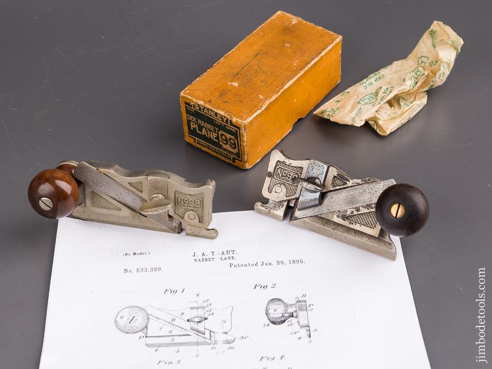 TRAUT Patent January 29, 1895 STANLEY No. 98 & 99 Side Rabbet Planes with Fences - 85694