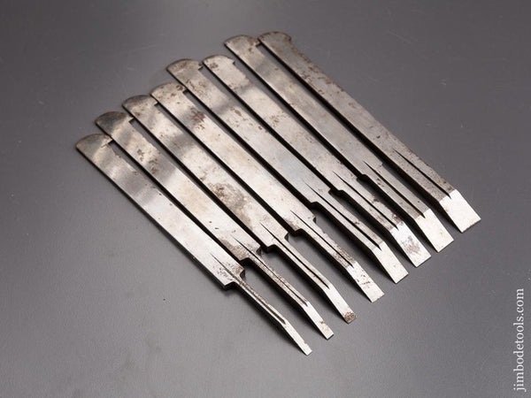 MINT Set of Eight MOULSON BROTHERS Graduated Plow Plane Irons - 85700