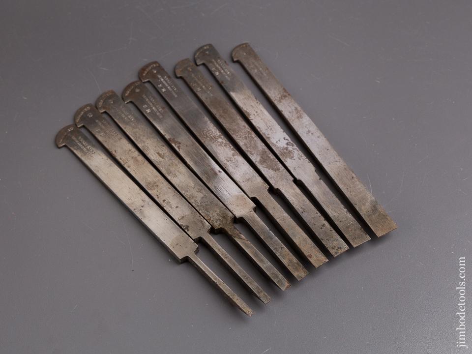 MINT Set of Eight MOULSON BROTHERS Graduated Plow Plane Irons - 85700