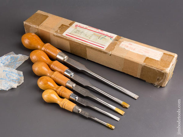 Set of Five FOOTPRINT Beech Handled Cabinet Maker's Screwdrivers MINT in Original Box - 85703