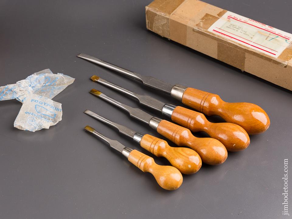 Set of Five FOOTPRINT Beech Handled Cabinet Maker's Screwdrivers MINT in Original Box - 85703