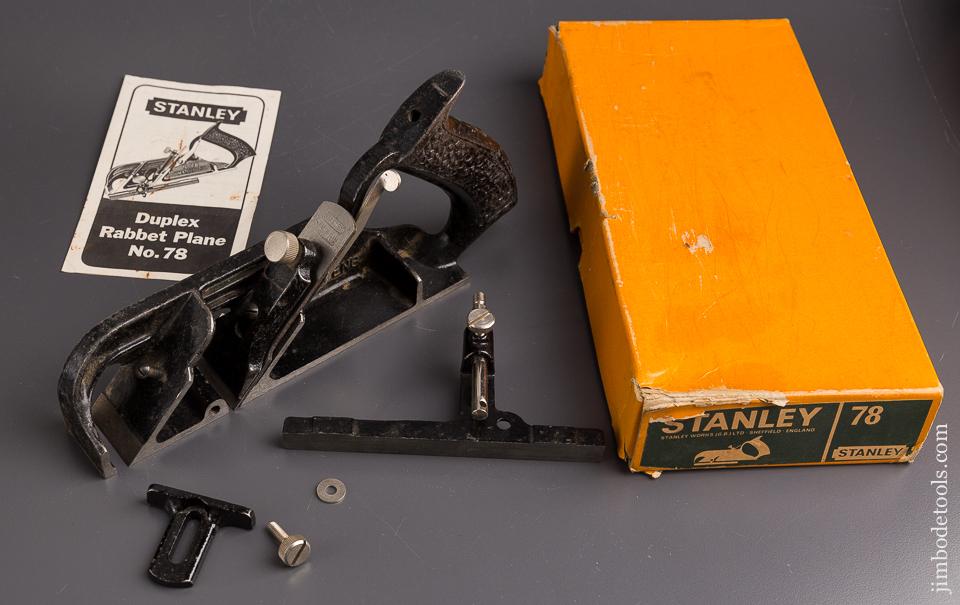 STANLEY No. 78 Duplex, Rabbet, and Filletster Plane MINT in Original Box - 85741