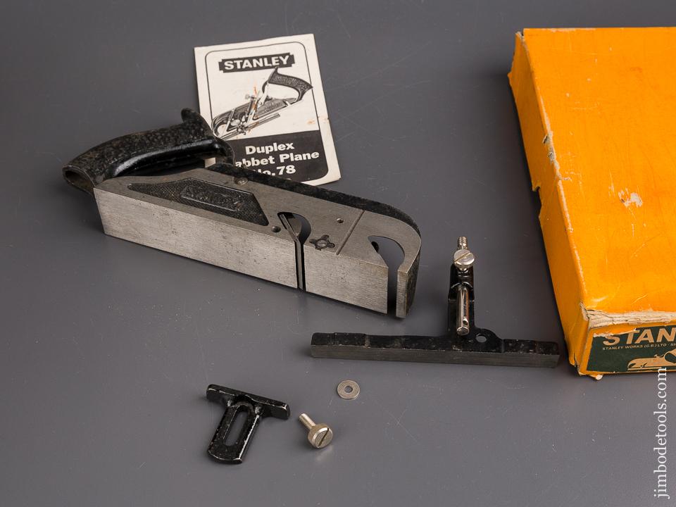 STANLEY No. 78 Duplex, Rabbet, and Filletster Plane MINT in Original Box - 85741
