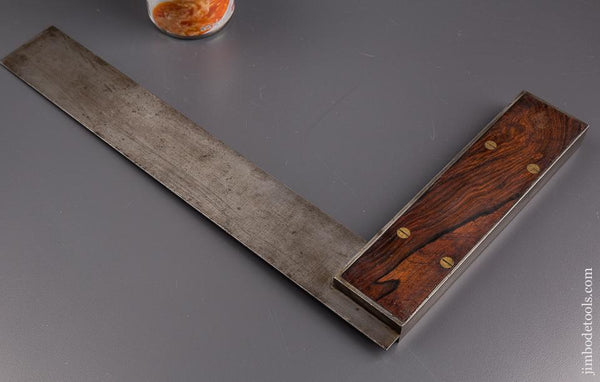 RARE 12 inch Size STANLEY No. 1 Iron Try Square with Rosewood Infill circa 1871-87 - 85769