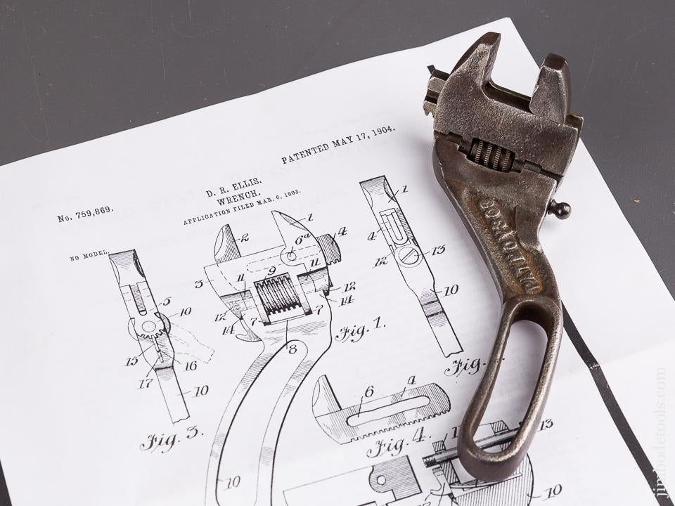 Six inch ELLIS Patent May 17, 1904 Pivot Head Wrench - 85797