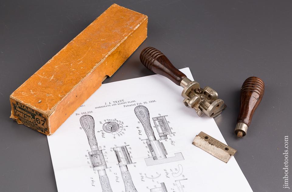 TRAUT Patent February 25, 1896 STANLEY No. 67 Universal Spoke Shave in Original Box - 85801