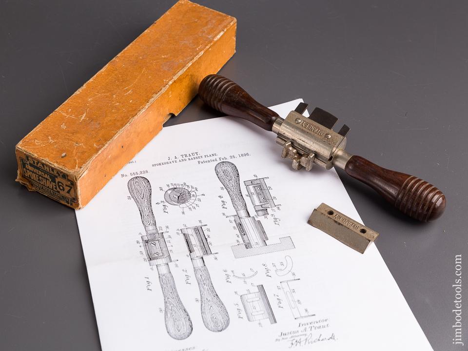 TRAUT Patent February 25, 1896 STANLEY No. 67 Universal Spoke Shave in Original Box - 85801