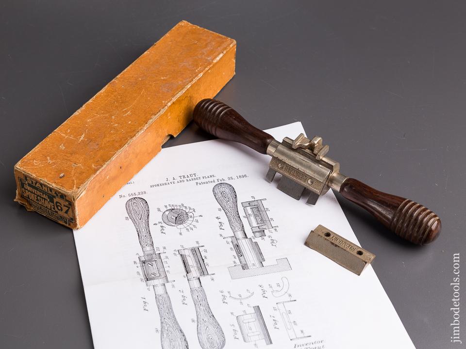 TRAUT Patent February 25, 1896 STANLEY No. 67 Universal Spoke Shave in Original Box - 85801