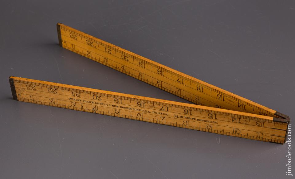 RARE 24 inch STANLEY No. 31 1/2G Boxwood & Brass Side Folding Shrinkage Rule - 85831
